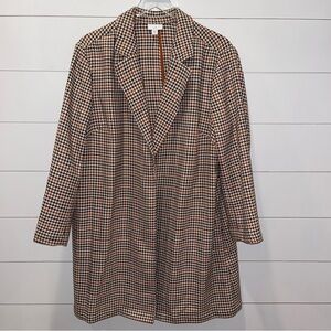 J. Jill Sonoma Black & Brown Houndstooth Duster Coat Womens Size XL P